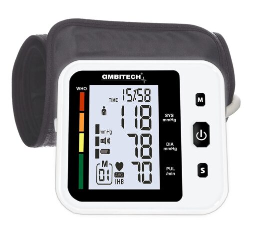 AmbiTech Fully Automatic Arm-type Digital Blood Pressure Monitor with USB Port (2 Year Warranty)