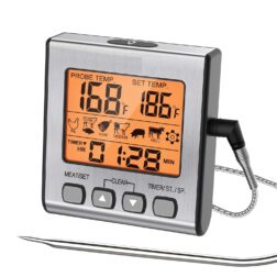 Digital Meat Thermometer Accurate Candy Thermometer Smoker Cooking Food BBQ Thermometer  for Grilling with Smart Cooking Timer Mode and Backlight