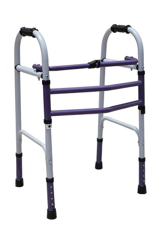 ADJUSTABLE FOLDABLE PATIENTS AND ADULTS WALKING WALKER – PURPLE AND WHITE
