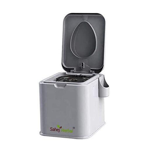 Portable Chair Commode  For Patients ,Travel Camping Commode Stool Outdoor/Indoor (White)