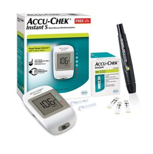 Accu-Chek Instant S Glucometer Kit with 10 Strips & Lancets