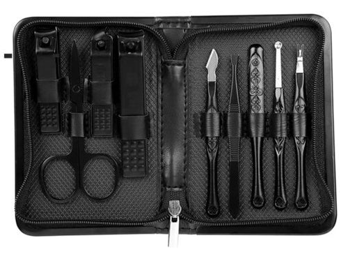 Manicure Set, Nail Clippers Set, Gifts for Men/Women, Professional Pedicure Kit Nail Scissors Grooming Kit Personal Care Tool Kit, Nail Tools with Black Leather Travel Case
