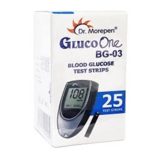 Dr. Morepen BG-03 Blood Glucose Test Strips, Pack of 25 (No Glucometer)