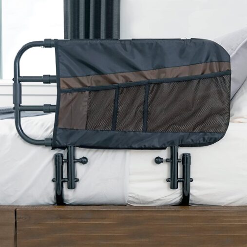 Adjust Bed Rail, Adjustable Bed Rail & Bed Assist Grab Bar for Elderly Adults, Includes Organizer Pouch