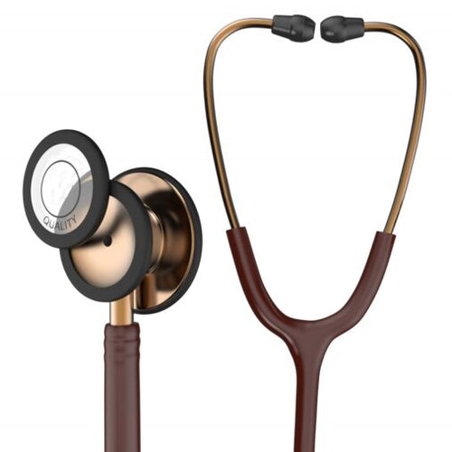 Copper-Finish Chestpiece, Chocolate Tube Cardio 3 Monitoring Stethoscope for Doctors  Students Nurse (Dual Head)