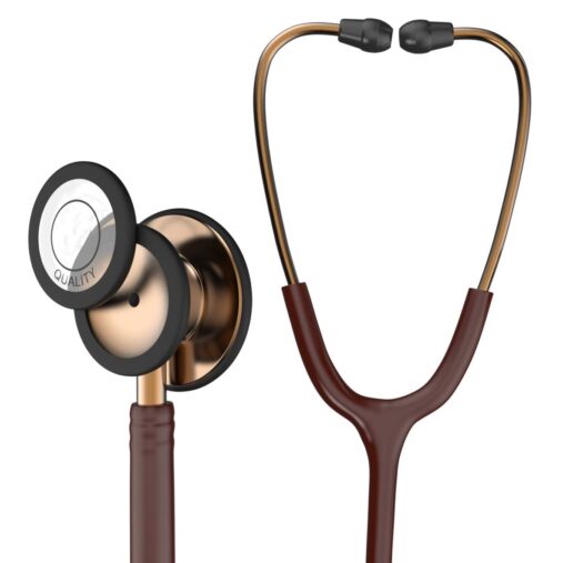 Copper-Finish Chestpiece, Chocolate Tube Cardio 3 Monitoring Stethoscope for Doctors  Students Nurse (Dual Head)