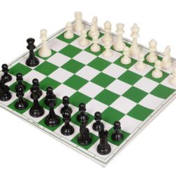 17 X 17 Inches Roll- Up Vinyl Tournament Chess Board Set, with Storage Bag,  Chess Pieces and Extra Queens for Adult