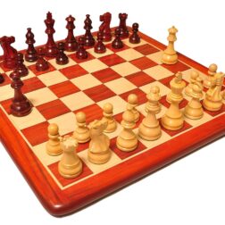 18 x 18 inch Tournament Wooden Chess Board Set with Chessmen King Size 3.75" Inlaid in  PADAUK and Box Wood 32 Pieces with 2 Extra Queens