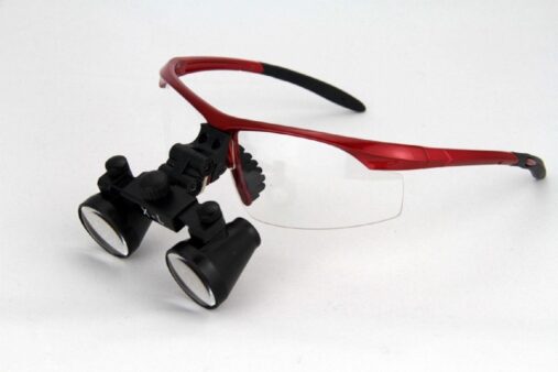 Dental Surgicial Loupe Loupes 2.5x Magnification 16.5 ” (420mm) Working Distance Burgundy Goggles