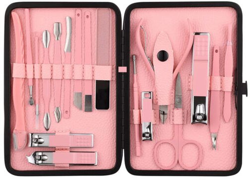 Pedicure Manicure kit and Foot Care Kit (Eyebrow Razor, Tweezer, Hair Plucker, Baby Nail Cutter, Ear Cleaner, Nail Filer) Pedicure Kit, Gift for Men and Women, Pink