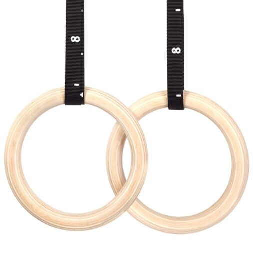 Rings Gymnastics | Rings Calisthenics Equipment Crossfit Equipment Olympic Rings | Wooden Rings parallettes Gym Rings  with Straps Pull up Rings