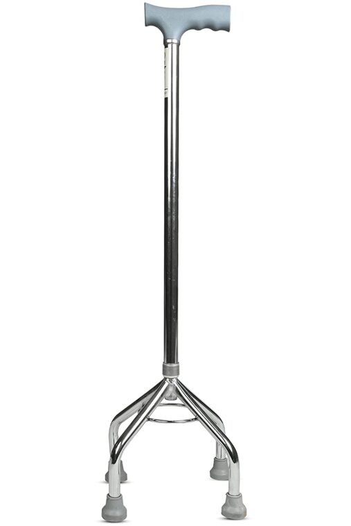 Steel Height Adjustable quadripod 4 Leg Walking Stick | Ideal for Senior Citizen, Old Elderly People, Patients & Handicap