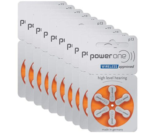 Size 13 Hearing Aid Batteries Zinc Air P13 Pack of 60