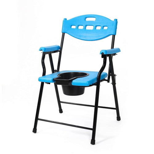 Folding Mobile Commode Chair With Toilet Seat