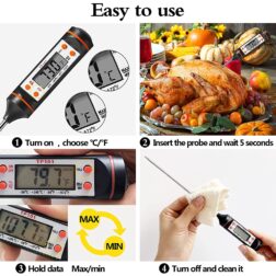 Meat Thermometer, Instant Read Digital Food Thermometer with Long Probe for  Smokers,Grilling,Turkey,Milk,Candy,BBQ and Kitchen