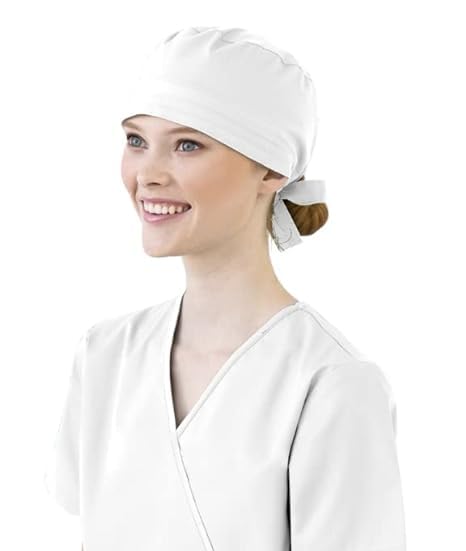 SPANCARE PHARMACEUTICALS Uniforms Premium Scrub Cap Unisex with Sweat Band (Pack of 4) White
