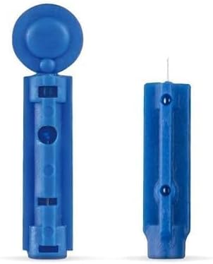 Blood Lancets for Testing, 100 Round Needles, Test Strips, Blue Pack of (100)