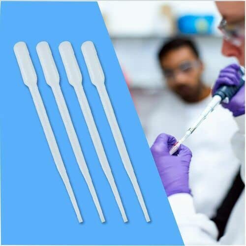 Spancare Pasteur Pipette Droppers 3ML with (Pack of 100) Used in Laboratory