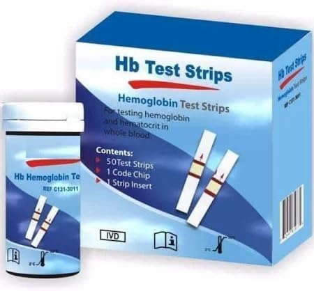 Hemoglobin Test Strips for HB Testing Meter, PH Test Strips Pack of (50)