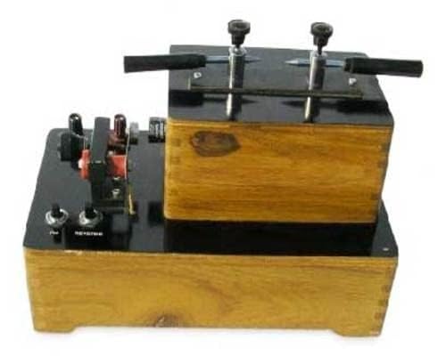 spancare pharmaceuticals Induction Coil with Inbulit Power Supply with Visible Powerful Spark Wooden Base and Rigid windings for Physics lab Experiments