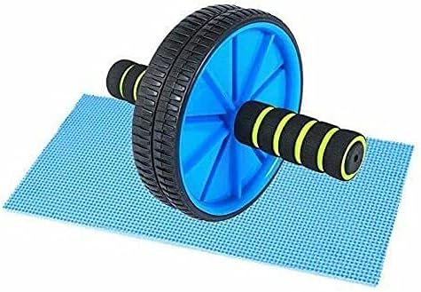 span Wheel Roller Abdominal Workout for Exercise and Knee Mat (Silver and Black)