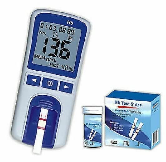 Digital Hb Hemoglobin Testing Meter with 50 Test Strips (without battery)