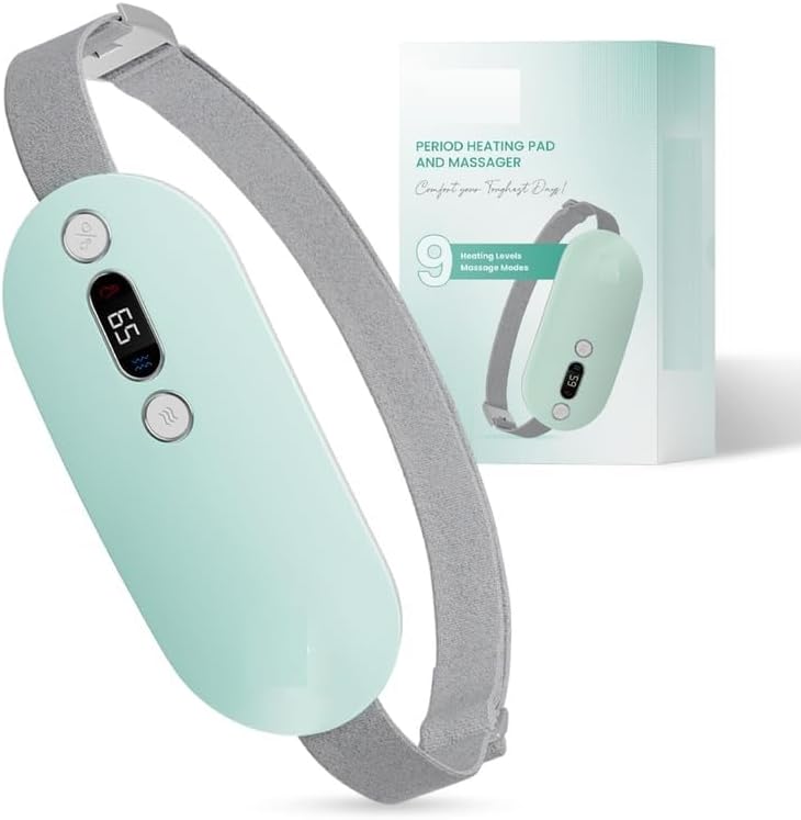 SPANCARE PHARMACEUTICALS Period Heating Pad & Massagers - Period Cramp Relief - Period Pain Relief Products - Cramp Relief - 81 Massage+Heating Modes - Velvet Padding - Long Lasting Relief