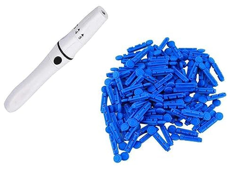 SPANCARE PHARMACEUTICALS Lancing Device Pen & 100 Round Lancets (Compatible for use with All Brands of Glucometers)