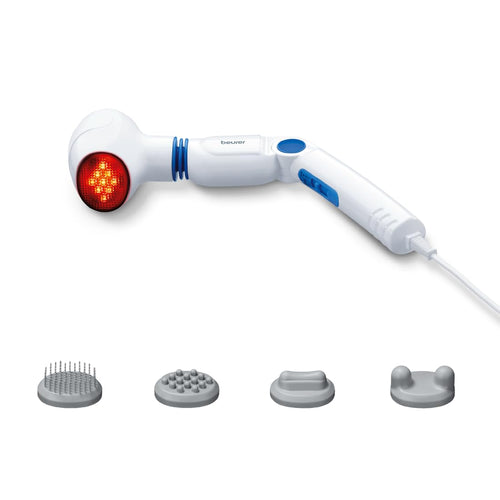 Rotating Massage Head Vibrating Massager,4 Interchangeable Attachments&3 Function Levels,Vibration Massage,Infrared Heat With Infrared Heat,3 Yrs Warranty,Corded Electric For Pain Relief