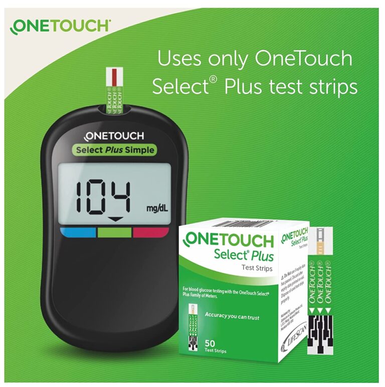 OneTouch Select Plus Simple Glucometer Value-Pack (Free:10 Test Strips + 10 Lancets + 1 Lancing device) with pack of 50 strips + 2 packs of 25 lancets | Simple & Accurate Blood Glucose Testing Meter