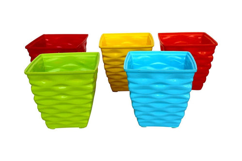 Spancare Plastic Diamond Pot Set (Multicolored, 5-Pieces)