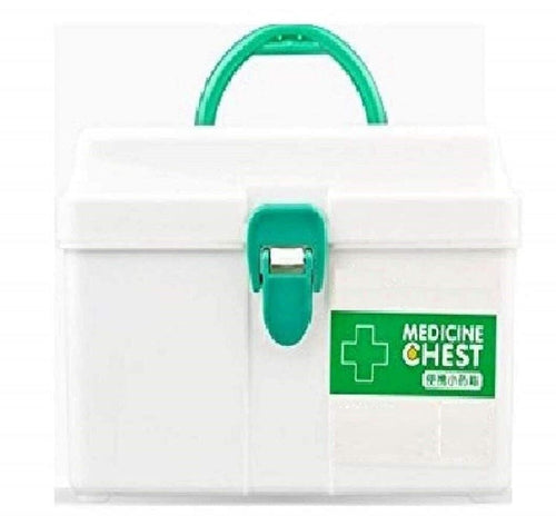 Spancare Portable Plastic First Aid/Medicine Storage Box and Organizer (White, Medium)