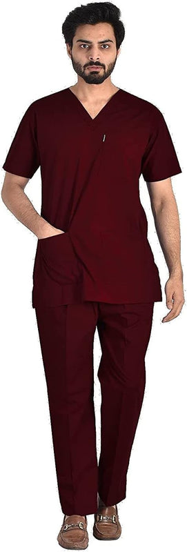 Spancare Poly Cotton Unisex Medical Scrub Suit for Men & Women, Medical Scrub Top and Bottom with All Size (XL)