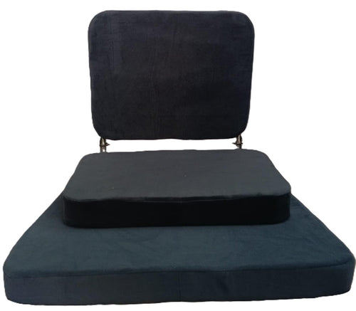 SPANCARE PHARMACEUTICALS Meditation Chair | Large Foldable Floor Chair with Back Support for Relaxing, Yoga, Meditation | Meditation Block, SS Frame, Washable Cover & Portable (Dark Grey)