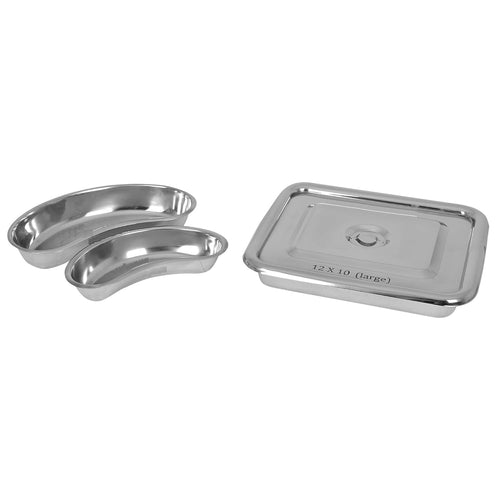 SPANCARE PHARMACEUTICALS Instrument Tray 12x10, Kidney Tray 12 inch and 10 inch Heavy Duty Stainless Steel