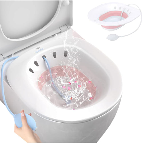 Sitz Bath Tub for Fissure With Pressure Pump | Foldable Bath Tub for Pregnant Women | Postpartum Care, Hemorrhoids,Pails,Vaginal Recovery | Anal Inflammation Treatment (Pink)
