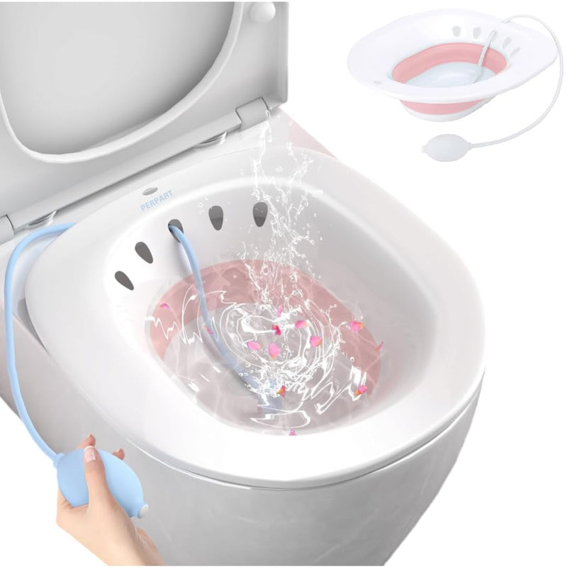 Sitz Bath Tub for Fissure With Pressure Pump | Foldable Bath Tub for Pregnant Women | Postpartum Care, Hemorrhoids,Pails,Vaginal Recovery | Anal Inflammation Treatment (Pink)