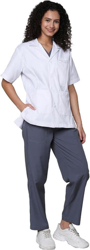 SPANCARE PHARMACEUTICALS "Women's Lab Coat | Poly Viscose Short Sleeves Short Medical Apron | 3 Pockets White