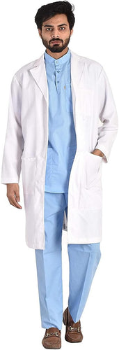 Spancare Men's Knee Length Full Sleeves Poly Cotton Lab Coat Apron for Doctors Medical Professionals (46)