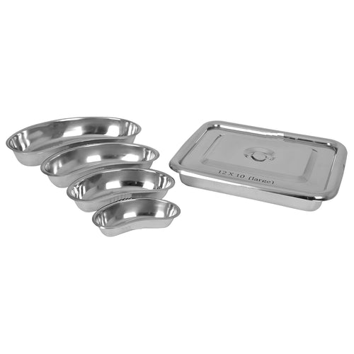 SPANCARE PHARMACEUTICALS Instrument Tray 12x10, Kidney Tray 12,10,8,6 inch Heavy Duty Stainless Steel