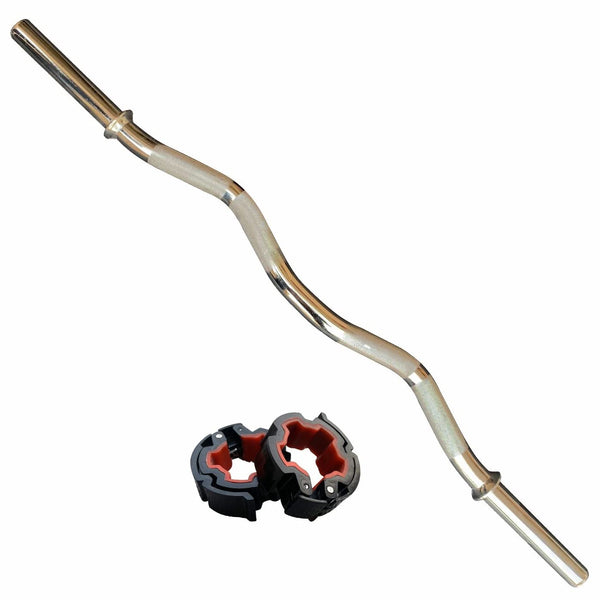 Chrome Curl Rod 3 Feet (28mm) with Locks | Solid Steel Gym Rod for Biceps, Barbell Weight Lifting Bar | Chrome Plated Standard Curl Bar for Home Workout, Fitness Training, EZ Barbell Rod 3 ft