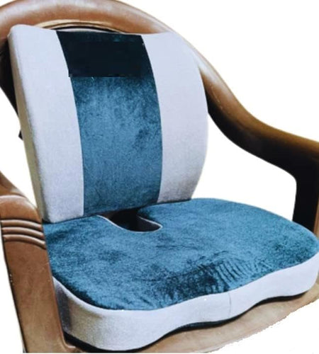 SPANCARE PHARMACEUTICALS Seat Cushion & Lumbar Support Pillow | Foam Desk Chair Cushion for Sciatica, Lower Back & Tailbone Pain Relief Desk Pad, Blue