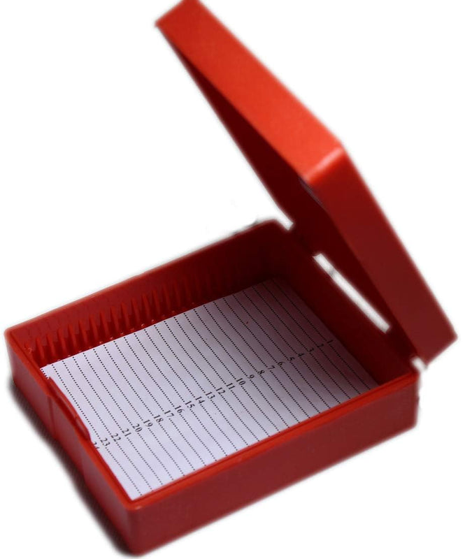 Microscope Slide Box 25 Slides with Index Holder Prepared Slides,Side Box Plastic (Pack of 1)