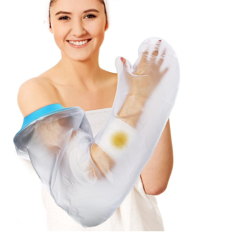 Waterproof Arm Cast Cover for Shower Adult Long Full Protector Cover Soft Comfortable Watertight Seal to Keep Wounds Dry Bath Bandage Perfectly Broken Hand,Wrist,Finger,Elbow No Mark on Skin,Reusable