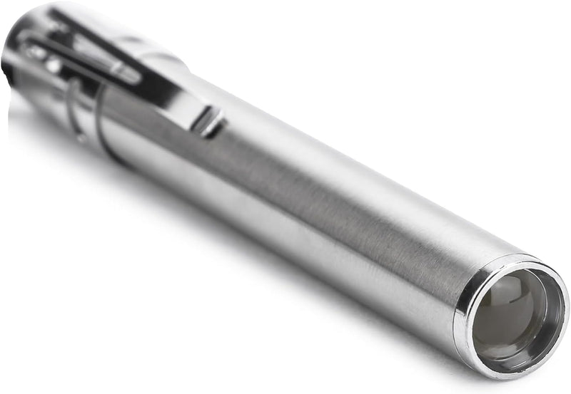 SPANCARE PHARMACEUTICALS Aluminium Pocket Pen Torch for Doctors | Nurses | Medical Students | Moon Light |Super Bright | Free Battery (Silver) (2)