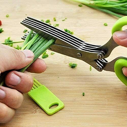 Kitchen Scissors with 5-Layer Stainless Steel Blades for Herbs and Spices