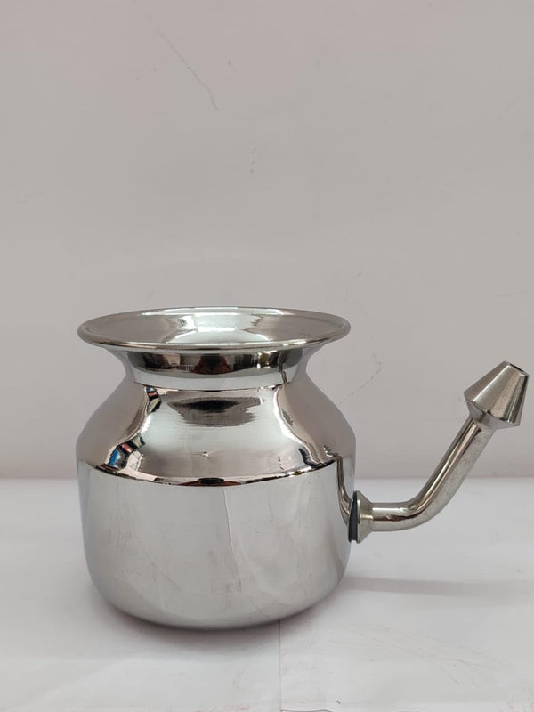 Stainless Steel Ayurvedic Jal Neti Pot for Sinus Congestion and Nasal Cleansing (Silver) (Ayurvedic Jal Neti Pot) 500 ml