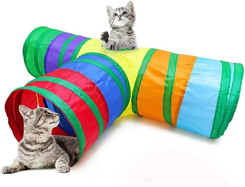 3 Way Cat Tunnel Pet Tube Collapsible Play Toy Indoor Outdoor Kitty Puppy Toys for Exercising Hiding Training Toy | Toys for Cat | 3 Way