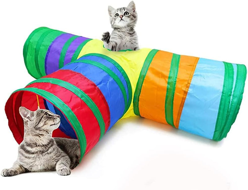 3 Way Cat Tunnel Pet Tube Collapsible Play Toy Indoor Outdoor Kitty Puppy Toys for Exercising Hiding Training Toy | Toys for Cat | 3 Way