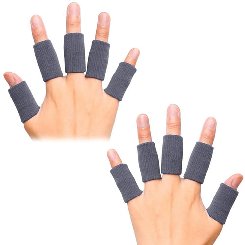 SPANCARE PHARMACEUTICALS Finger Sleeves Protectors Thumb Brace 10Pcs Support Elastic Compression Protector for Relieving Pain, Arthritis,Trigger Finger, Sports (Grey), Free Size